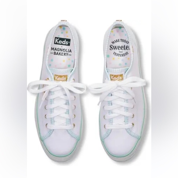 NIB$80 Keds x Magnolia Bakery sz 5 Triple Up Platform White Canvas Sneakers - Picture 3 of 3